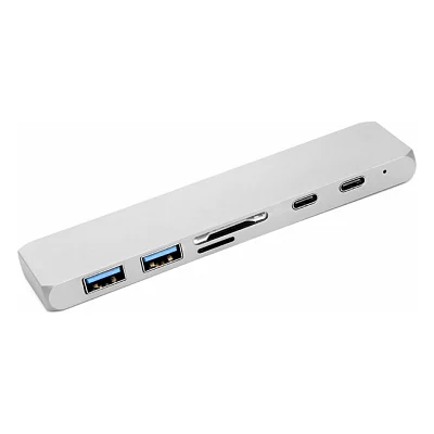 Концентратор PowerPlant Type-C - HDMI 4K, USB 3.0, USB Type-C, SD, microSD (CA911684)