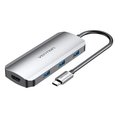 Концентратор Vention USB3.1 Type-C - HDMI/USB 3.0x3/PD 100W Hub 5-in-1 (TODHB)