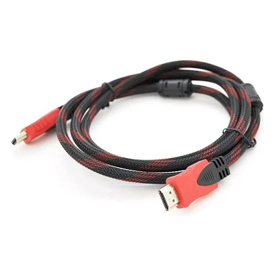 Кабель мультимедійний HDMI to HDMI 1.5m v1.4, OD-7.4mm Black/RED Merlion (YT-HDMI(M)/(M)NY/RD-1.5m)