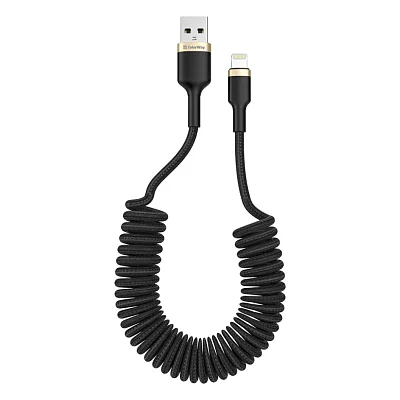 Кабель USB 2.0 AM to Lightning 1.0m spiral black ColorWay (CW-CBUL051-BK)