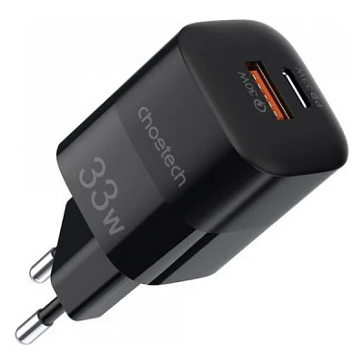 Зарядний пристрій Choetech GaN USB-A/USB-C 33W QC3.0/PD/PPS (PD5006-EU-BK)