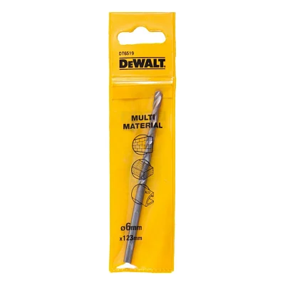 Свердло DeWALT універсальне D = 6 мм, L = 123 мм, WL = 93 мм, 1 шт (DT6519)
