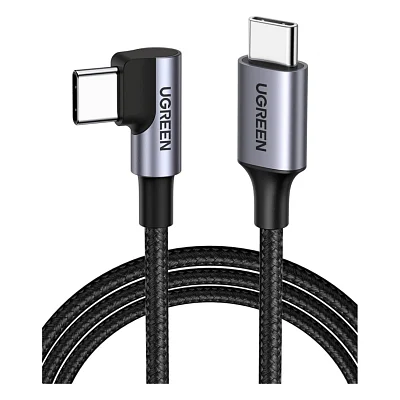Кабель Ugreen US255 Type-C to Type-C 60W 90-degree Angle 3.0m Black (80714)
