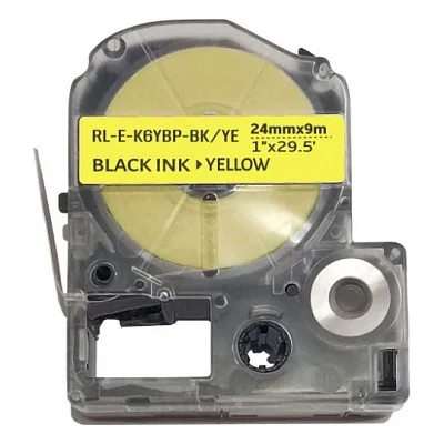 Стрічка для принтера етикеток UKRMARK EK6YBP-BK/YE, сумісна з LK6YBP 24мм х 9м. black on yellow (LK6YBP) (E-K6YBP-BK/YE)