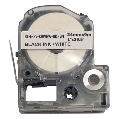 Стрічка для принтера етикеток UKRMARK ESv-K6WBW-BK/WT, сумісна з LK6WBW, 24мм х 9м. black on white (LK6WBW) (E-Sv-K6WBW-BK/WT)