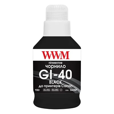 Чорнило WWM Canon GI-40 для G5040/G6040 190г Black Pigmented (KeyLock) (G40BP)