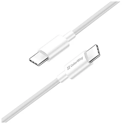 Кабель USB-C to USB-C 2.0m 3A 65W white ColorWay (CW-CBPDCC056-WT)