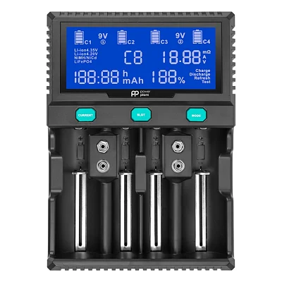 Зарядний пристрій для акумуляторів PowerPlant PP-A4 (Ni-MH,Cd,Li-ion,LiFePO4 / input AC 100V-240V DC 12V) (AA620173)