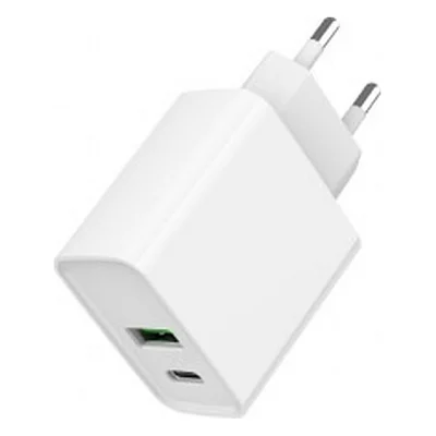 Зарядний пристрій Gembird USB-A + Type-C (PD20W + QC3.0 18W) white (TA-UC-PDQC20-01-W)