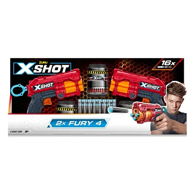 Іграшкова зброя Zuru X-Shot Red Швидкострільний бластер EXCEL FURY 4 2 PK (3 банки, 16 патронів) (36329R)