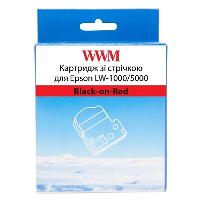 Стрічка для принтера етикеток WWM для Epson LW-1000/5000 36mm х 8m Black-on-Red (WWM-SC36R)