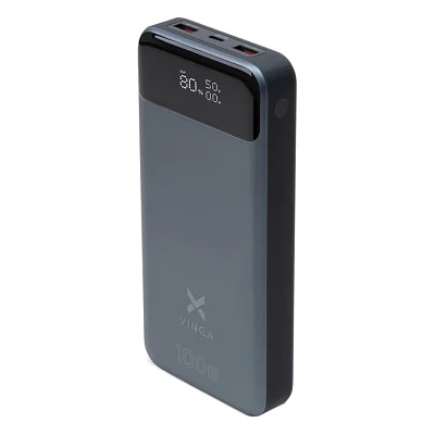 Батарея універсальна Vinga 30000 mAh 100W Display VA Grey (Li-Ion) (VPBB30100)