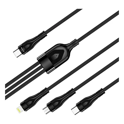 Дата кабель USB 2.0 AM to Lightning + Micro 5P + Type-C 1.2m 3.0A (PD60W data) Black ColorWay (CW-CBPDU3060-BK)