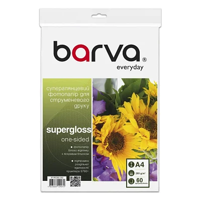 Фотопапір Barva A4, Everyday, supergloss, 260 g/m2, 60c (IP-RE260-392)