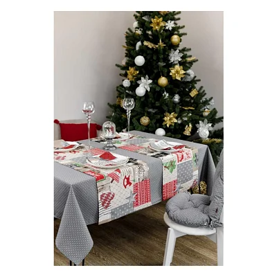 Скатертина Прованс Merry Christmas сіра 220x132 см (4823093451575)