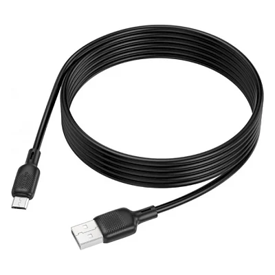 Дата кабель USB 2.0 AM to Micro 5P 2.0m Lenny silicone BX113 black BOROFONE (6941991115493)