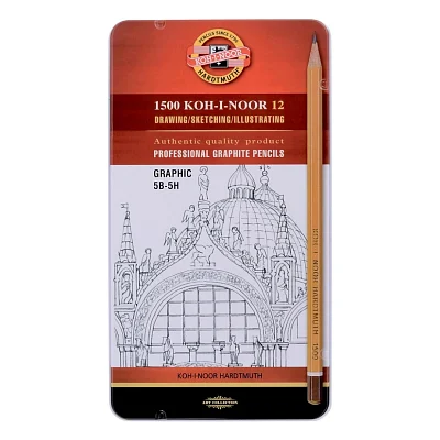Олівець графітний Koh-i-Noor 1502.III Graphic, 5В-5Н, 12 шт. (1502012009PL)