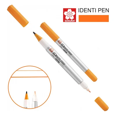 Маркер Sakura перманентний IDENTI PEN, двосторонній, 0,4/1 мм, Помаранчевий (084511365070)