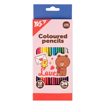 Олівці кольорові Yes Line Friends Choco love двосторонні 12 шт. 24 кол (290746)