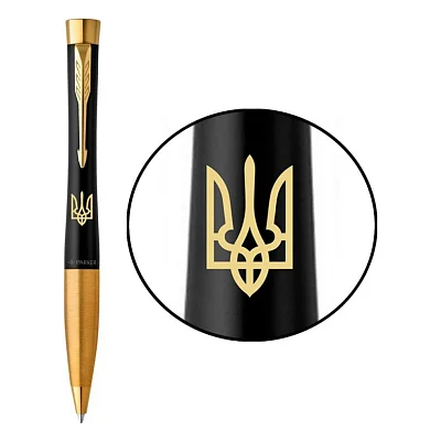 Ручка кулькова Parker URBAN 17 UKRAINE Muted Black GT BP Трезубец (30035_T001y)