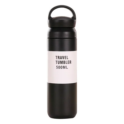 Термос Merlion Travel Tumbler 500 мл, подвійна кришка з ручкою, чорний (SUS304-500Black)