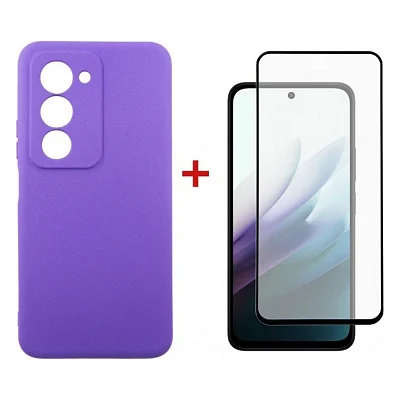 Чохол до мобільного телефона Dengos Carbon Kit for Xiaomi Redmi 15 4G case + glass Purple (DG-KM-164)