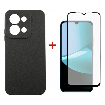 Чохол до мобільного телефона Dengos Carbon Kit for Xiaomi Redmi 15C case + glass Black (DG-KM-165)