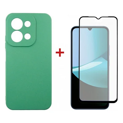 Чохол до мобільного телефона Dengos Soft Kit for Xiaomi Redmi 15C case + glass Mint (DG-KM-167)