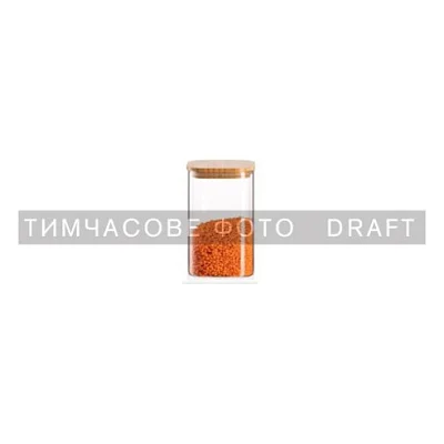 Ємність для сипучих продуктів Ardesto Midori 700мл, скло, бамбук, квадратна, прозорий (AR1370BBS)