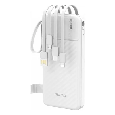 Батарея універсальна Dudao K11 10000mAh 10W USB-A USB-C microUSB with USB-A/USB-C/Lightning/MicroUSB cables White (6977196681860)