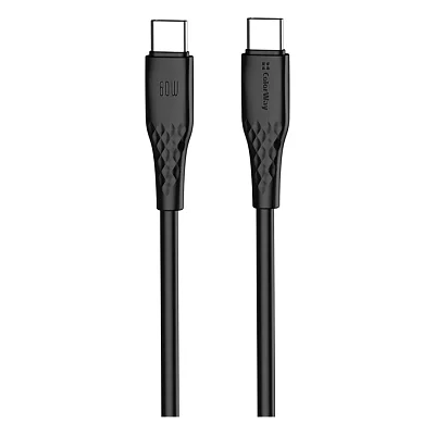 Дата кабель USB-C to USB-C 1.0m 3A 60W textured PVC black ColorWay (CW-CBPDCC094-BK)