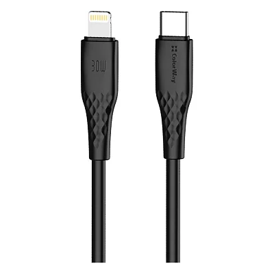 Дата кабель USB-C to Lightning 1.0m PD30W textured PVC black ColorWay (CW-CBPDCL094-BK)