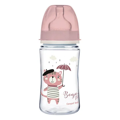 Пляшечка для годування Canpol babies Bonjour Paris з широким отвором 240 мл Рожева (35/232_pin)