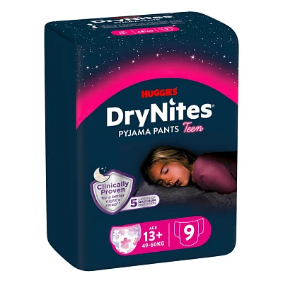 Підгузки Huggies DryNites для дівчаток 13+ років, 9 шт (5029053583679)