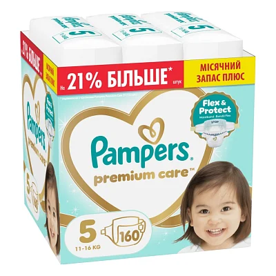 Підгузки Pampers Premium Care Розмір 5 (11-16 кг) 160 шт (8006530223799)