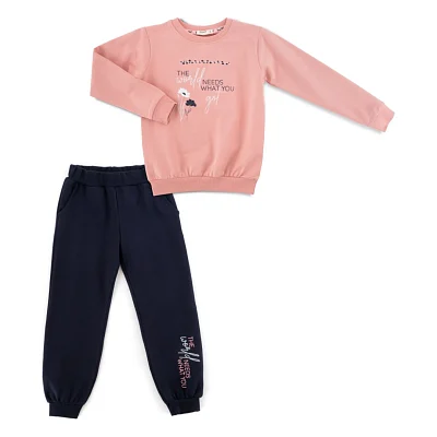 Спортивний костюм дитячий Breeze з квіточками (22098-152G-peach)