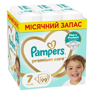 Підгузки Pampers Premium Care Розмір 7 (15+ кг) 99 шт (8006530223584)