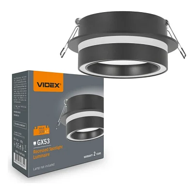Світильник Videx під лампу GX53 врізний Чорний (VL-SPF34R-B)