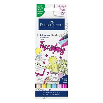 Художній маркер Faber-Castell набір двосторонніх Goldfaber Gofa Sketch Markers Kawaii, 6 кольорів (32549)