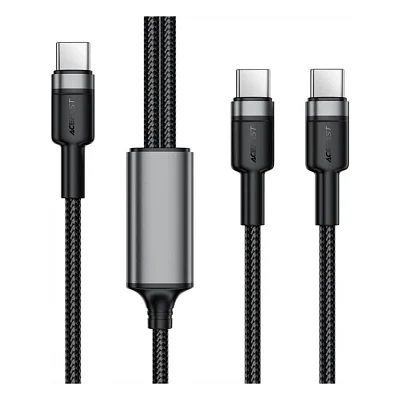 Дата кабель USB-C to 2xUSB-C 1.2m 100W nylon black Acefast (6974316285120)
