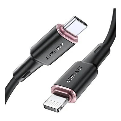 Дата кабель USB-C to Lightning 1.2m 3A 20W silicon black Acefast (6974316280644)