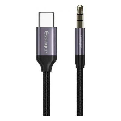 Кабель мультимедійний USB-C to 3.5mm M 1.0m gray Essager (EZJE02-0G)