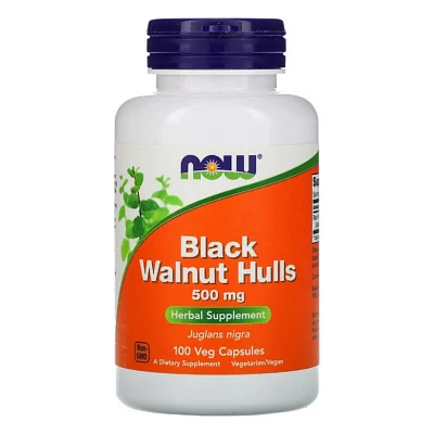 Трави Now Foods Чорний Горіх 500 мг, Black Walnut Hulls, 100 вегетаріанських (NOW-04606)