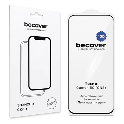 Скло захисне BeCover 10D Tecno Camon 50 (CN5) Black (716103)