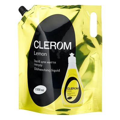 Засіб для ручного миття посуду Clerom Lemon Дой-пак 1100 мл (4820287020036)