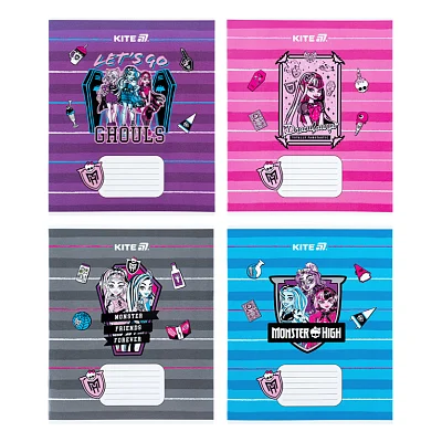 Зошит Kite Monster High, 12 аркушів, коса лінія (MH25-235)