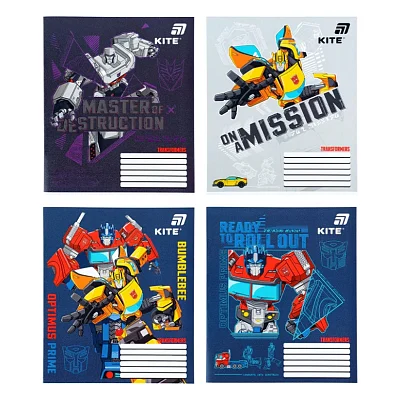 Зошит Kite Transformers, 12 аркушів, коса лінія (TF26-235)