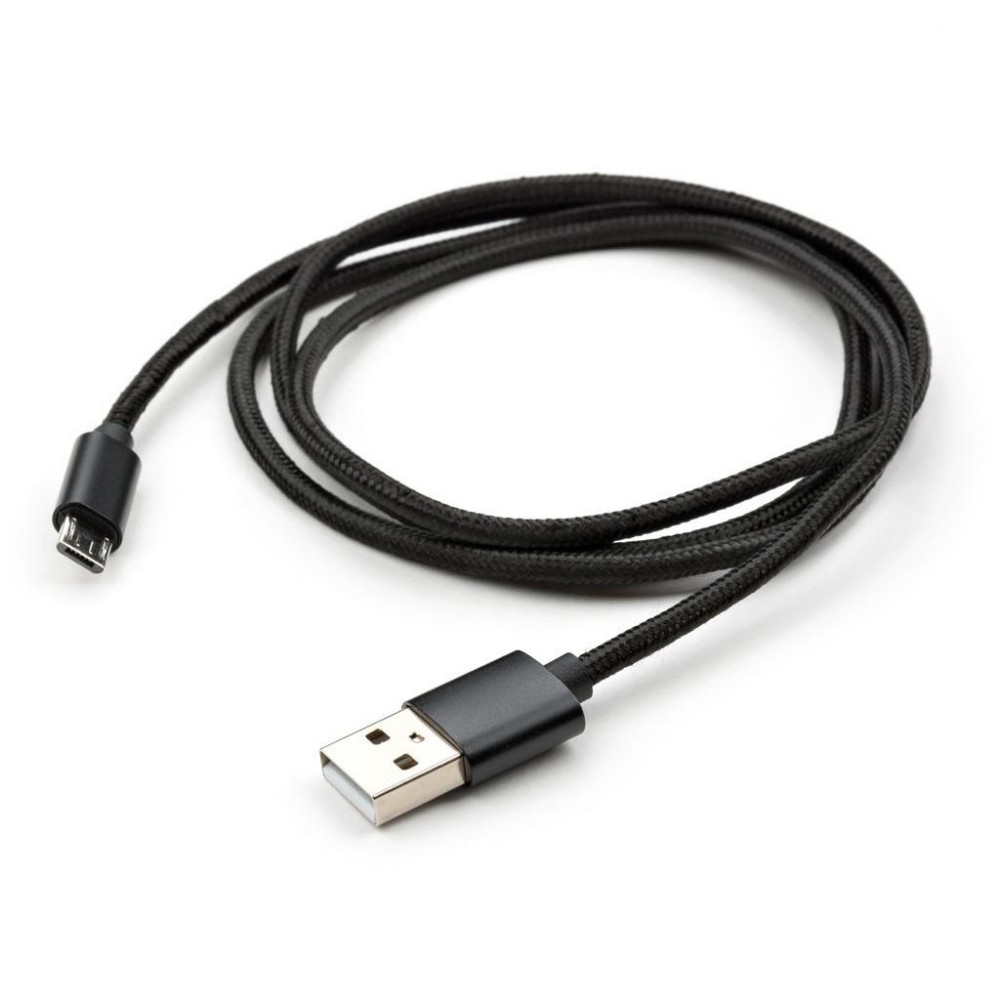 Дата кабель USB 2.0 AM to Micro 5P 1m nylon black Vinga (VCPDCMNB1BK) — фото 5
