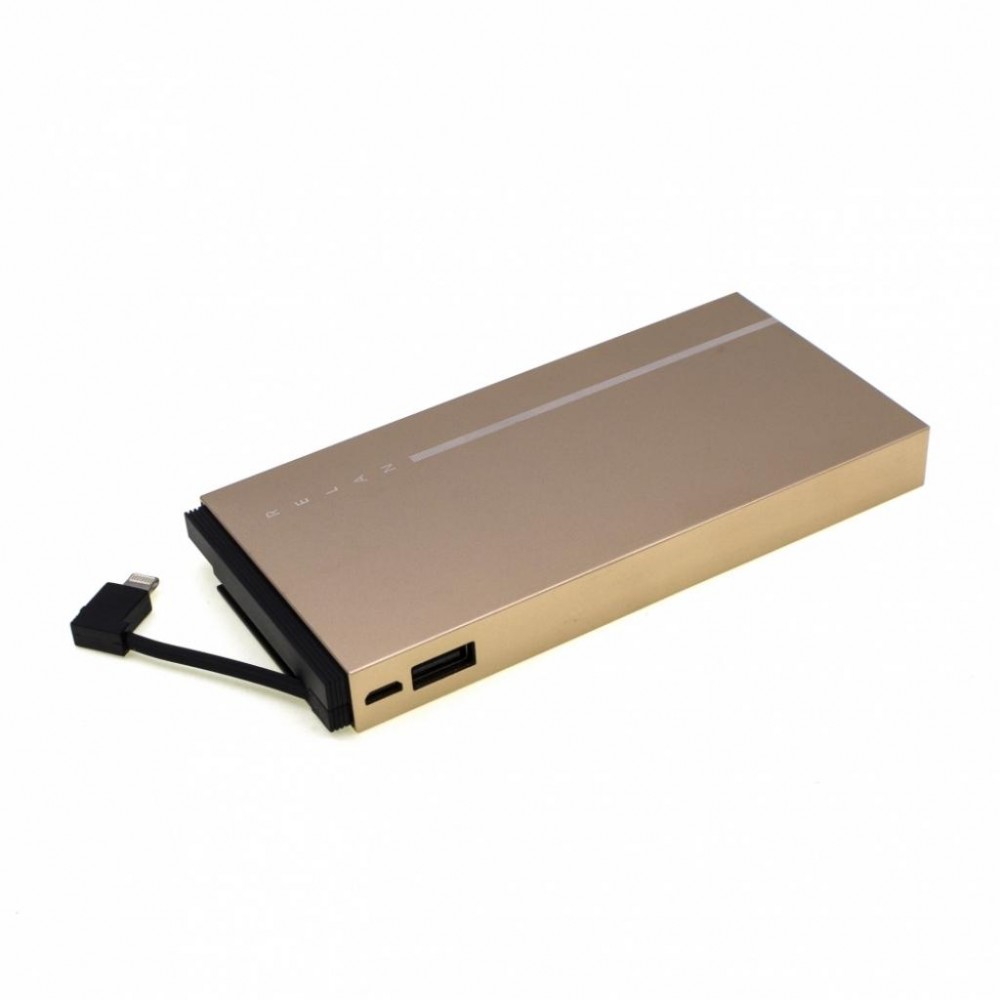 Батарея універсальна Remax RPP-65 Relan 10000mAh 2USB-2A with 2in1 Gold — фото 3