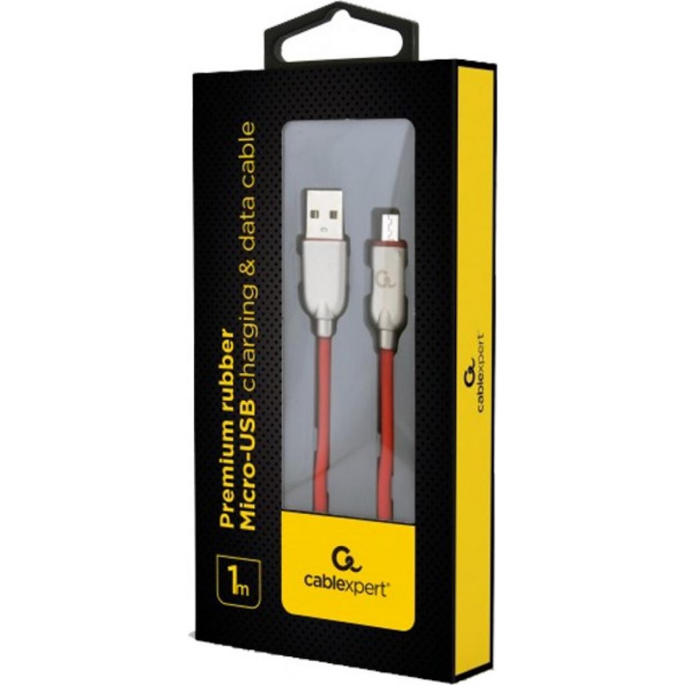 Кабель USB 2.0 - 1.0м AM/Micro-B Cablexpert CC-USB2R-AMmBM-1M-R, преміум, 2.1А, червоний — фото 2